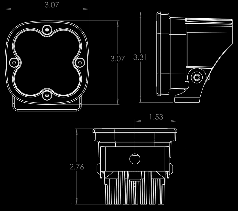 '15-19 Chevy/GMC Colorado/Canyon SAE Fog Light Kit Baja Designs Diagram of Measurements