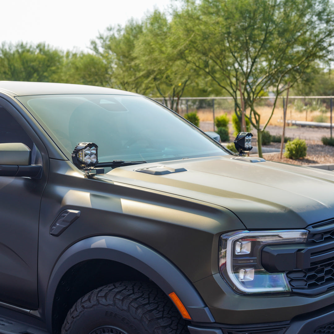 24+ Ford Ranger/Ranger Raptor A-Pillar Light Mounts