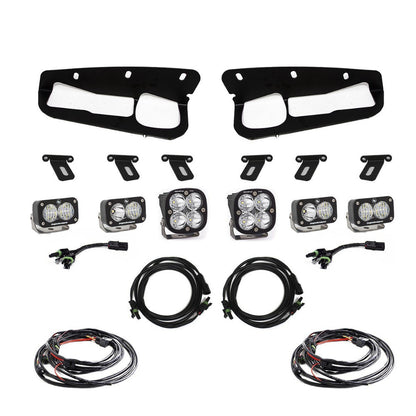 '21-23 Ford Bronco Squadron Pro Fog Light Pocket Kit Lighting Baja Designs Display of Included Parts 
