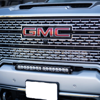 '20-22 Chevy/GMC 2500/3500 Baja Designs Dual 30" S8 Behind the Grille LED Light Bar Kit Close-up display on Vehicle 