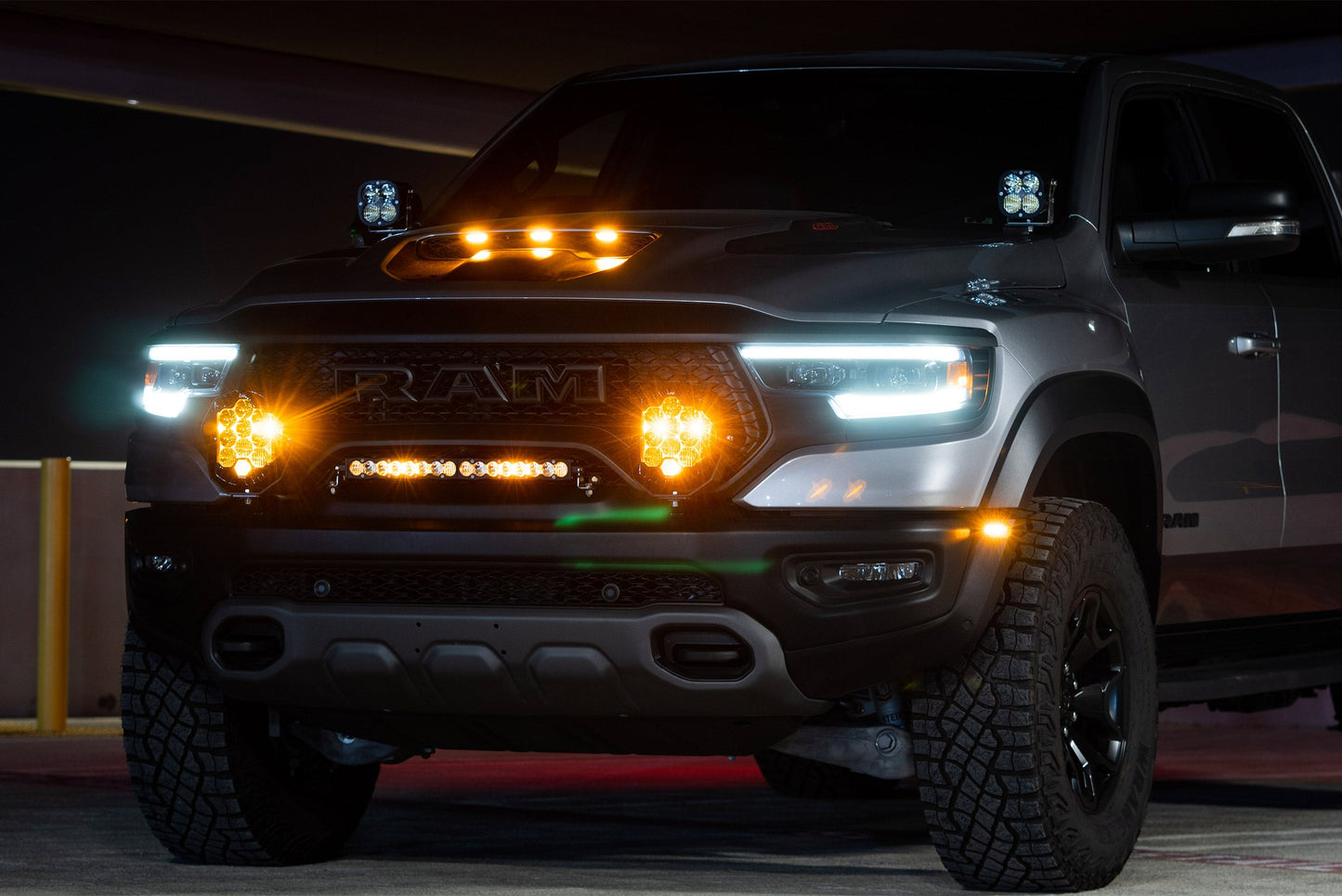 '21-22 Ram TRX 1500 Baja Designs LP9 Pro Bumper Light Kit display on Vehicle (In Use)