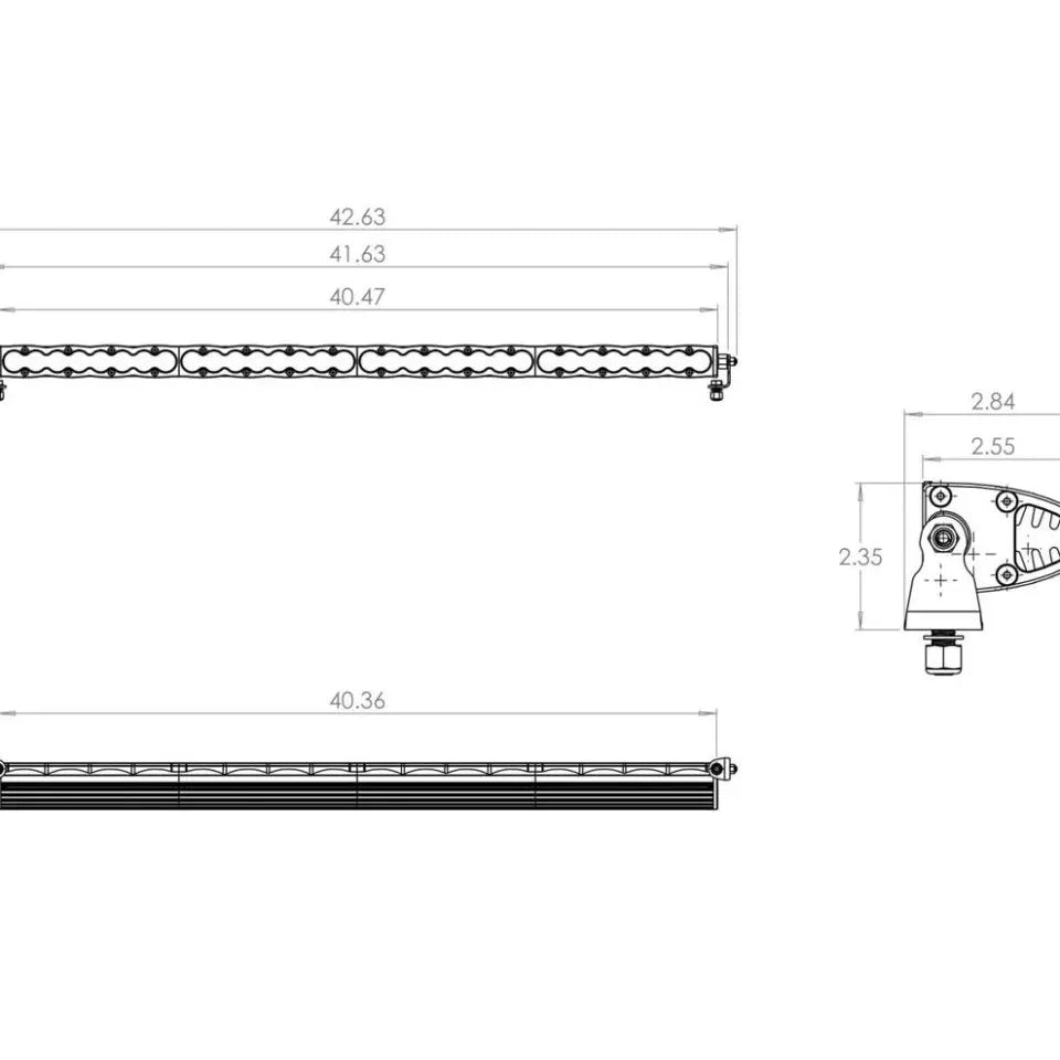 Baja Designs 40" S8 Series LED Light Bar Diagram of Measurements 
