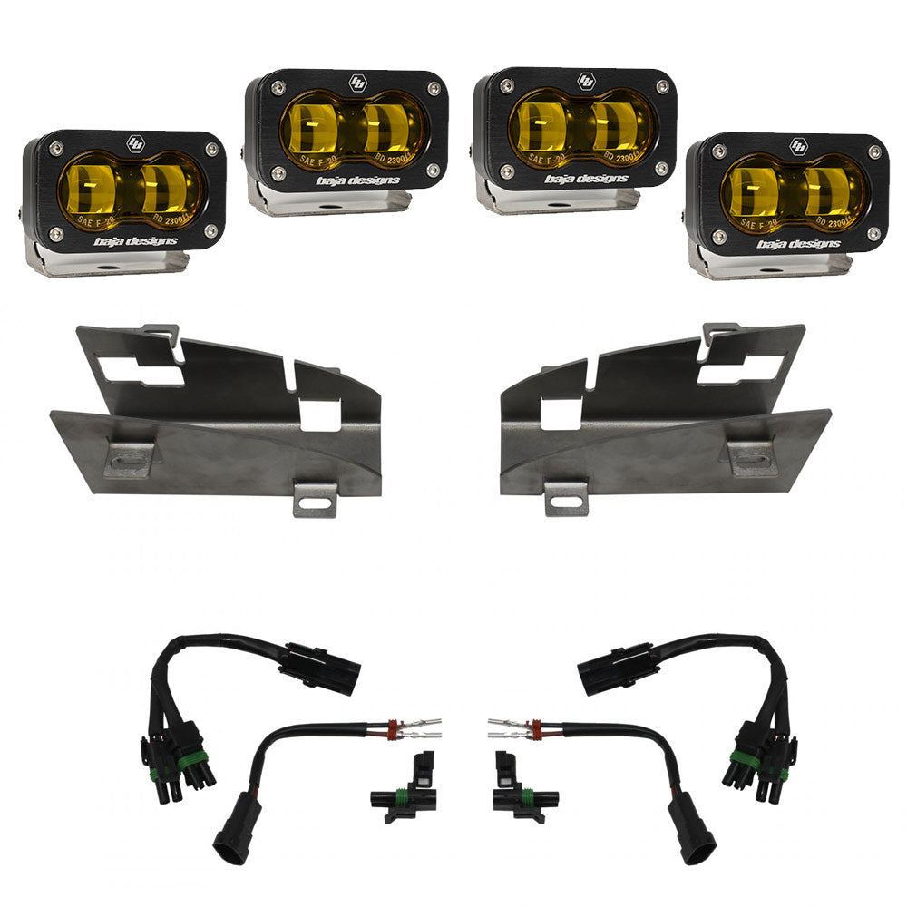 21+ Ram TRX/19-22 Ram 1500 Rebel Dual S2 SAE Fog Pocket Light Kit Amber Display of Included Parts 