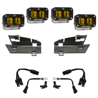 21+ Ram TRX/19-22 Ram 1500 Rebel Dual S2 SAE Fog Pocket Light Kit Amber Display of Included Parts 