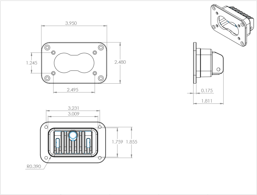 S2 Pro Flush Mount LED Light Lighting Baja Designs Diagram of design