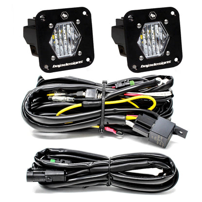 S1 Series Flush Mount Back Up LED Light Kit Lighting Baja Designs Wide Cornering Display of Included Parts 