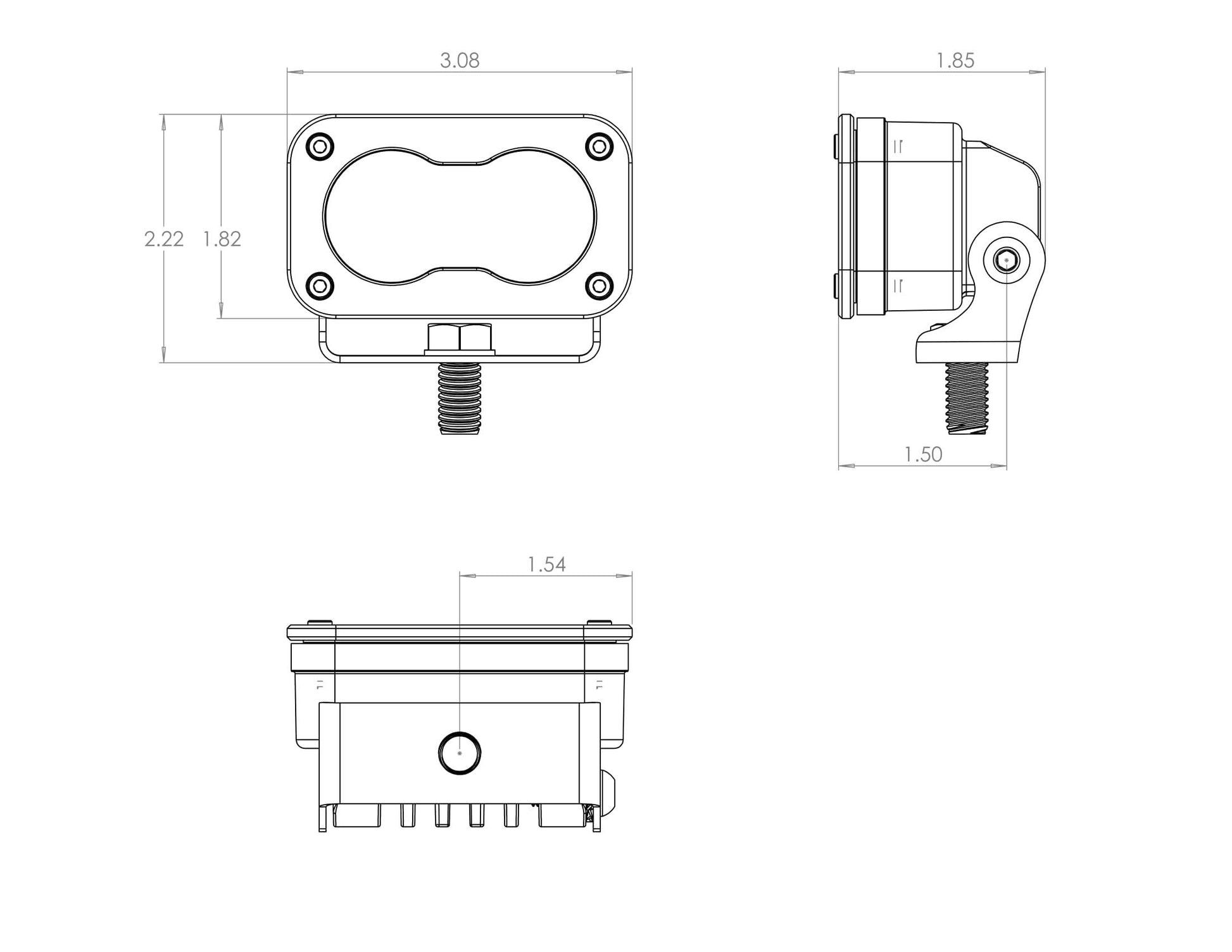 S2 Pro LED Light-Pair Lighting Baja Designs Diagram of Measurements 
