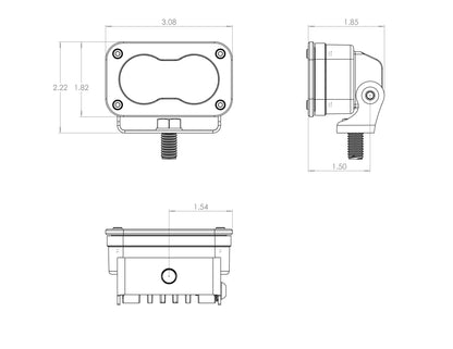 S2 Pro LED Light-Pair Lighting Baja Designs Diagram of Measurements 