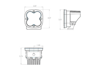 Squadron Pro LED Light Lighting Baja Designs Diagram of Measurements 