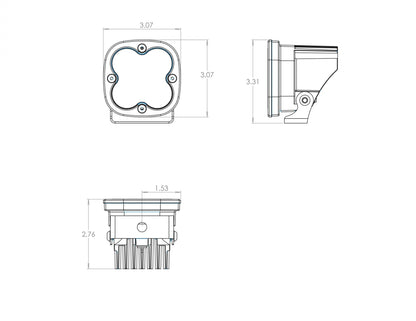 Squadron Pro LED Light | Pair Lighting Baja Designs Diagram of Measurements