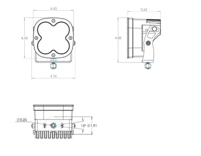 XL Racer Edition Led Light | Pair Lighting Baja Designs Diagram of Measurements 