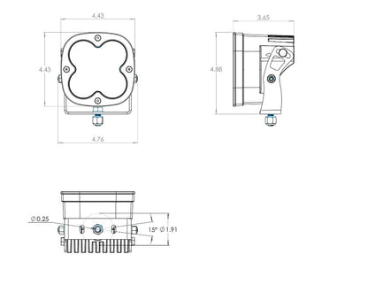 XL Sport LED Light Lighting Baja Designs Diagram of Measurements 